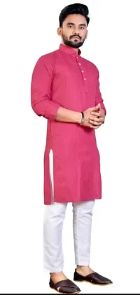 Simran Creation Men Solid Straight Kurta Pink-thumb3