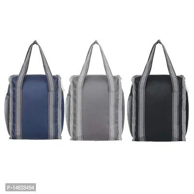 Right Choice Polyester Carry on Lunch/Tiffin Bags Combo for All Age (Navy Blue, Grey, Black) - 3 Pieces-thumb2