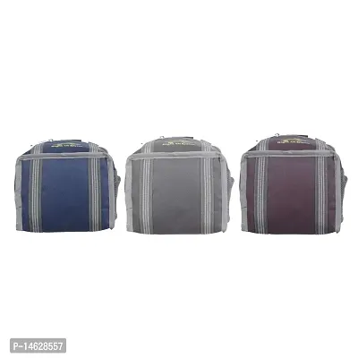 Right Choice 3 Piece Combo All Age Lunch Bags Branded Carry on School Office  Picnic Tiffin Bag. (Navy Blue+Grey+Brown)-thumb3