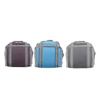 Right Choice Denim 3 Piece Combo All Age Lunch Bags Carry on School Office  Picnic Tiffin Bag. (Brown/Sky Blue/Grey)-thumb4