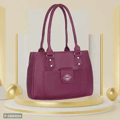 Stylish Maroon PU Self Pattern Handbag For Women-thumb0