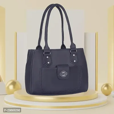 Stylish Black PU Self Pattern Handbag For Women