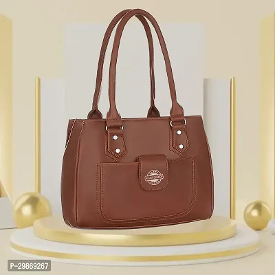 Stylish Tan PU Self Pattern Handbag For Women-thumb0