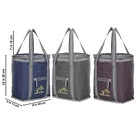 Right Choice 3 Piece Combo All Age Lunch Bags Branded Carry on School Office  Picnic Tiffin Bag. (Navy Blue+Grey+Brown)-thumb1