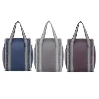 Right Choice 3 Piece Combo All Age Lunch Bags Branded Carry on School Office  Picnic Tiffin Bag. (Navy Blue+Grey+Brown)-thumb3