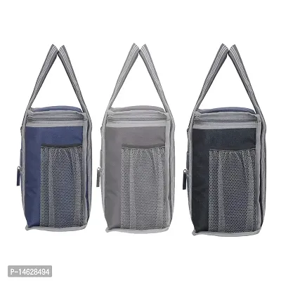 Right Choice Polyester Carry on Lunch/Tiffin Bags Combo for All Age (Navy Blue, Grey, Black) - 3 Pieces-thumb3