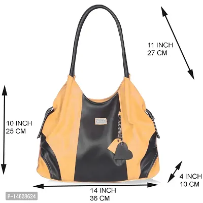 Right Choice spaciouse compartment handbag/shoulder bag (Yellow+Black)-thumb5
