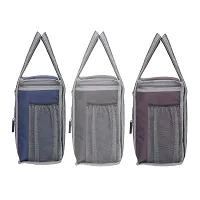 Right Choice 3 Piece Combo All Age Lunch Bags Branded Carry on School Office  Picnic Tiffin Bag. (Navy Blue+Grey+Brown)-thumb4