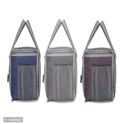 Right Choice 3 Piece Combo All Age Lunch Bags Branded Carry on School Office  Picnic Tiffin Bag. (Navy Blue+Grey+Brown)-thumb5