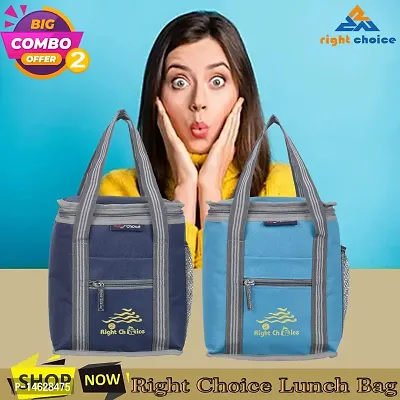 Right Choice Polyester Carry on Lunch/Tiffin Bags Combo School Office  Picnic Bag for All Age (Blue+Turquoise)-thumb4