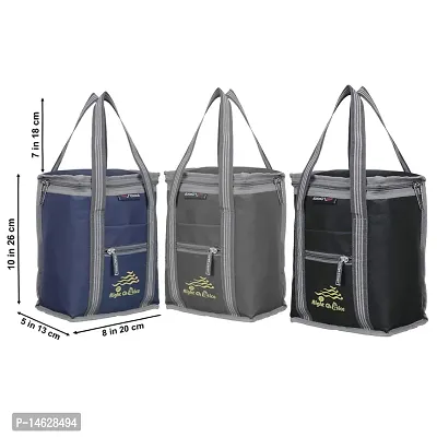 Right Choice Polyester Carry on Lunch/Tiffin Bags Combo for All Age (Navy Blue, Grey, Black) - 3 Pieces-thumb4