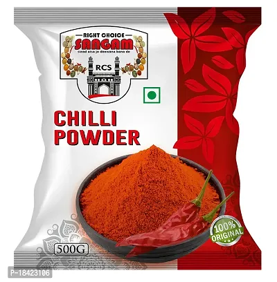 RIGHT CHOICE SANGAM Tikha Fine Red Hot Chilli Powder with No Added Colours and Flavours With Natural Oils,pack of 1,(500g)