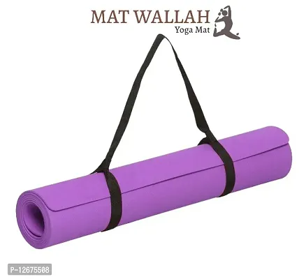 MatWallah 100%EVA Eco Friendly Yoga Mat and Exercise Mat with Carry Strap | Purple 4mm Yoga Mat-thumb0