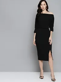 Classic Polyester Spandex Solid Dress for Women-thumb3