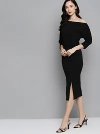 Classic Polyester Spandex Solid Dress for Women-thumb1