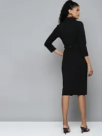 Classic Polyester Spandex Solid Dress for Women-thumb3