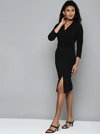 Classic Polyester Spandex Solid Dress for Women-thumb1