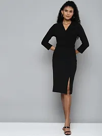 Classic Polyester Spandex Solid Dress for Women-thumb2