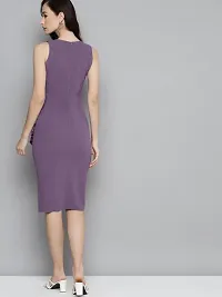 Classic Polyester Spandex Solid Dress for Women-thumb1