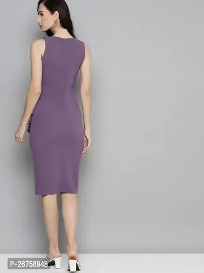 Classic Polyester Spandex Solid Dress for Women-thumb2