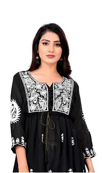 georgette Embroidered Womens Stitched Kurti,Top and tunic-thumb1