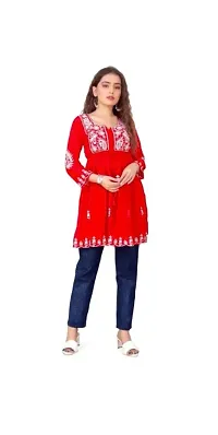 georgette Embroidered Womens Stitched Kurti,Top and tunic-thumb1