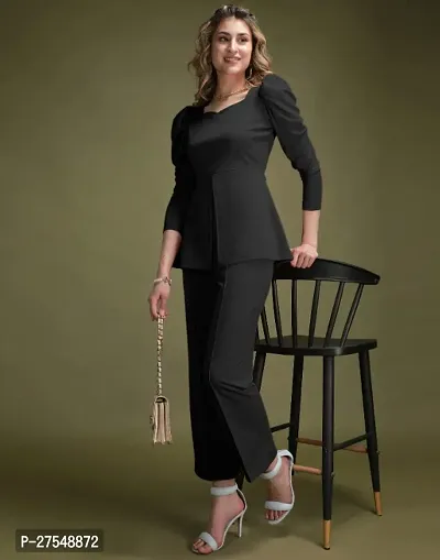 Office wear Black Plain Top And Trouser set as co-ords set-thumb0