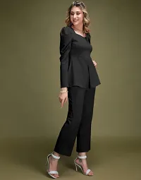 Office wear Black Plain Top And Trouser set as co-ords set-thumb2