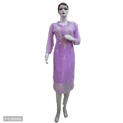 Stylish Purple Embroidered Cotton Kurti