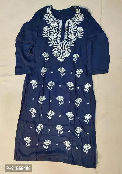 Stylish Blue Embroidered Cotton Kurti