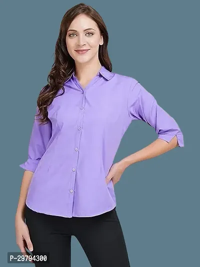 Elegant Purple Crepe Solid Shirt For Women-thumb0