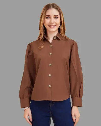 Elegant Crepe Solid Shirt For Women