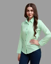 Elegant Green Polycotton Solid Shirt For Women-thumb1