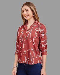 Elegant Maroon Crepe Printed Shirt For Women-thumb2