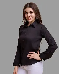 Elegant Black Polycotton Solid Shirt For Women-thumb1