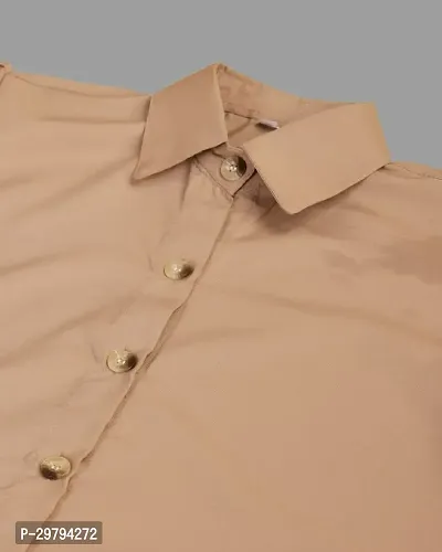 Elegant Beige Crepe Solid Shirt For Women-thumb4