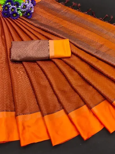 Attractive Silk Blend Saree with Blouse piece 