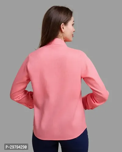 Elegant Pink Polycotton Solid Shirt For Women-thumb4