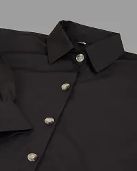 Elegant Black Crepe Solid Shirt For Women-thumb3