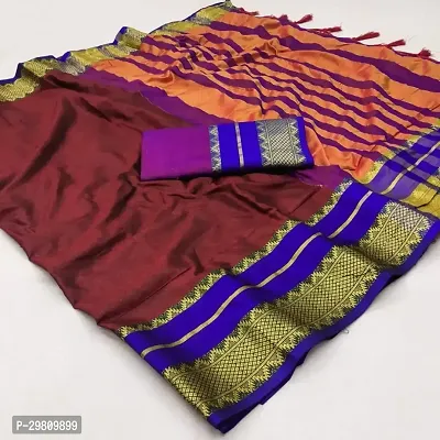 Stylish Cotton Silk Maroon Printed Saree With Blouse Piece-thumb0