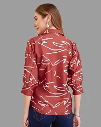 Elegant Maroon Crepe Printed Shirt For Women-thumb1