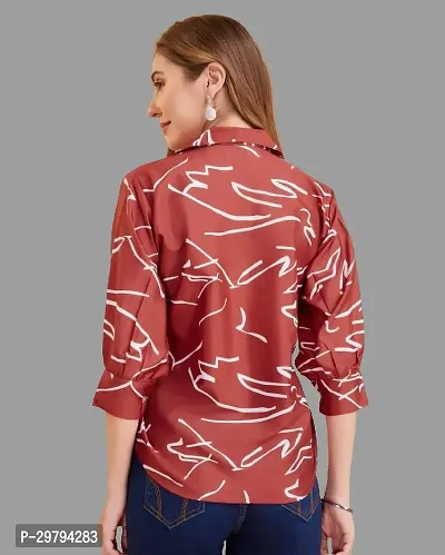 Elegant Maroon Crepe Printed Shirt For Women-thumb2