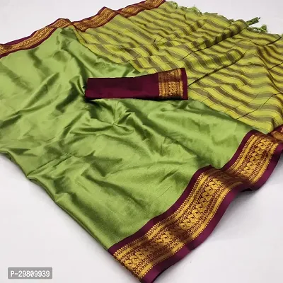 Stylish Cotton Silk Green Printed Saree With Blouse Piece-thumb0