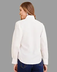 Elegant White Crepe Solid Shirt For Women-thumb1