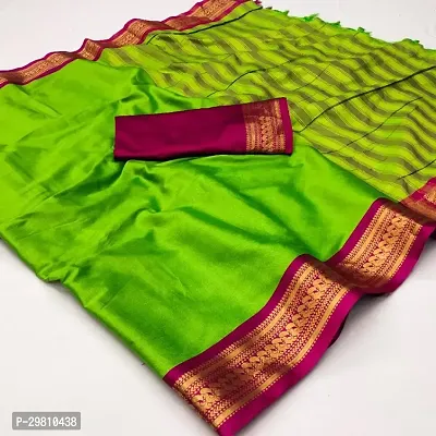 Stylish Cotton Silk Green Printed Saree With Blouse Piece-thumb0