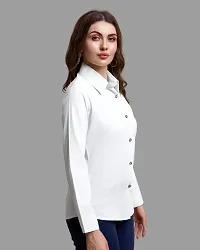 Elegant White Polycotton Solid Shirt For Women-thumb2