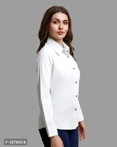 Elegant White Polycotton Solid Shirt For Women-thumb3