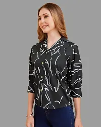 Elegant Black Crepe Printed Shirt For Women-thumb2