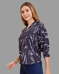 Elegant Blue Crepe Printed Shirt For Women-thumb2