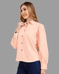 Elegant Orange Crepe Solid Shirt For Women-thumb2